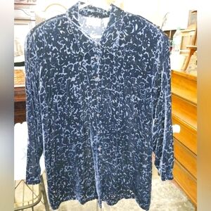 Elisabeth Petite by Liz Claiborne Navy Velvet Blouse